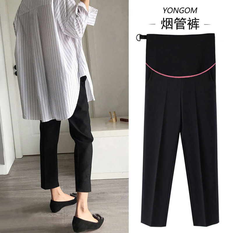 Maternity Pants 2025 Autumn Outerwear Suit Pants Cigarette Straight Pants Spring and Autumn Thin Professional Workwear with Belly Support