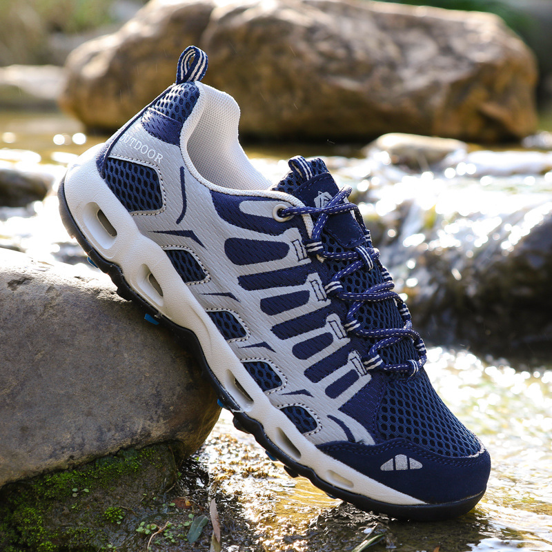 Primavera y verano, zapatos casuales al aire libre de malla baja, zapatos para nadar, zapatos transfronterizos transpirables para parejas de senderismo