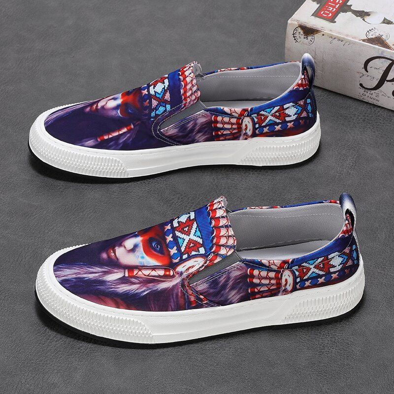 Herren Freizeitschuhe Mit Blumenmuster Graffiti Canvas Sneaker_voghion.com
