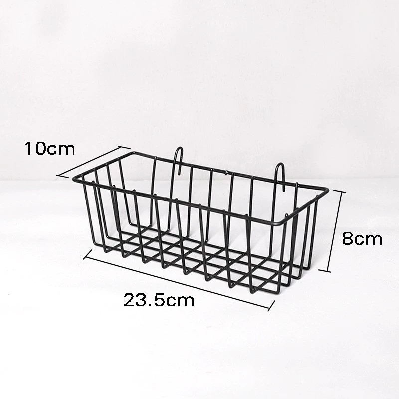 Grid Wall Organizer Iron Panel — Mesh Hanging Storage Rack with Assorted Baskets, 34.5×13.2×7.6 cm