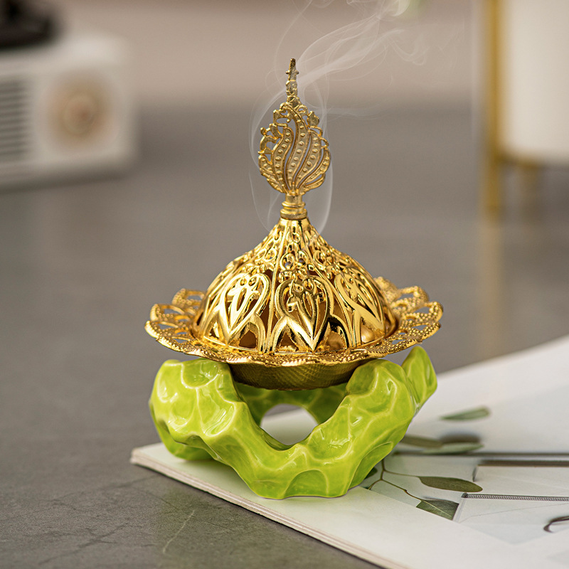 跨境中东陶瓷香薰炉太湖石香炉创意家居客厅桌面香座香器装饰摆件