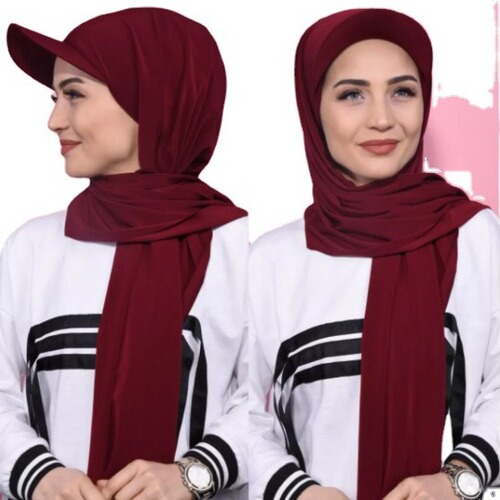 Cross-border Amazon AliExpress Bestselling Duckbill Cap with High-Quality Chiffon Velcro-Attached One-Piece Scarf Shawl JM08