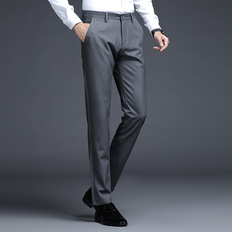 High-end light luxury men's trousers summer thin straight no-iron business casual pants middle-aged commuting long pants