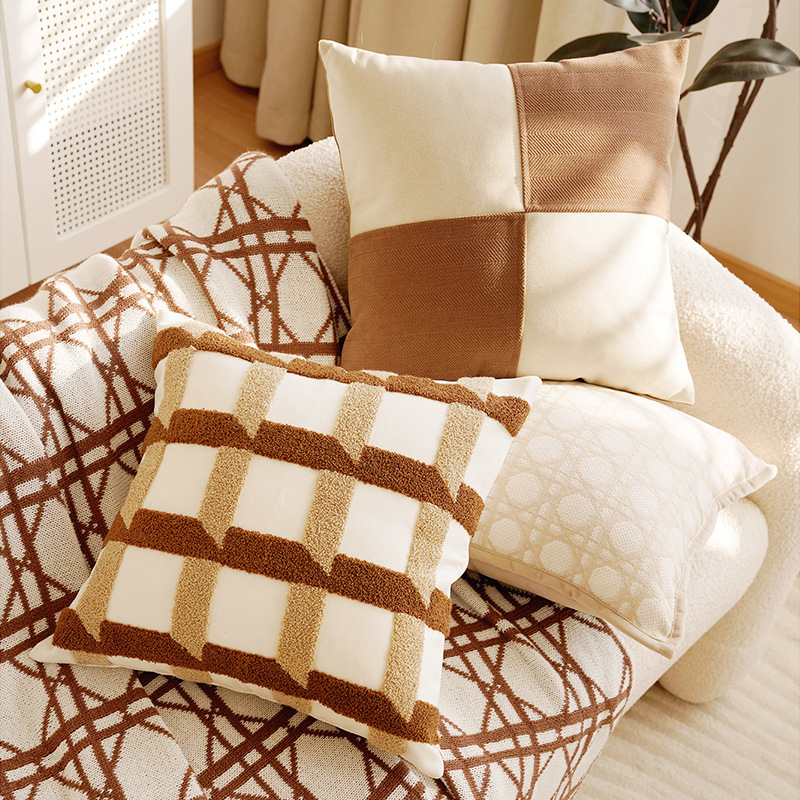 Crema de estilo retro de alta calidad sofá sala de estar almohada cubierta de almohada dormitorio ventana flotante cama almohada cubierta de almohada cojín núcleo