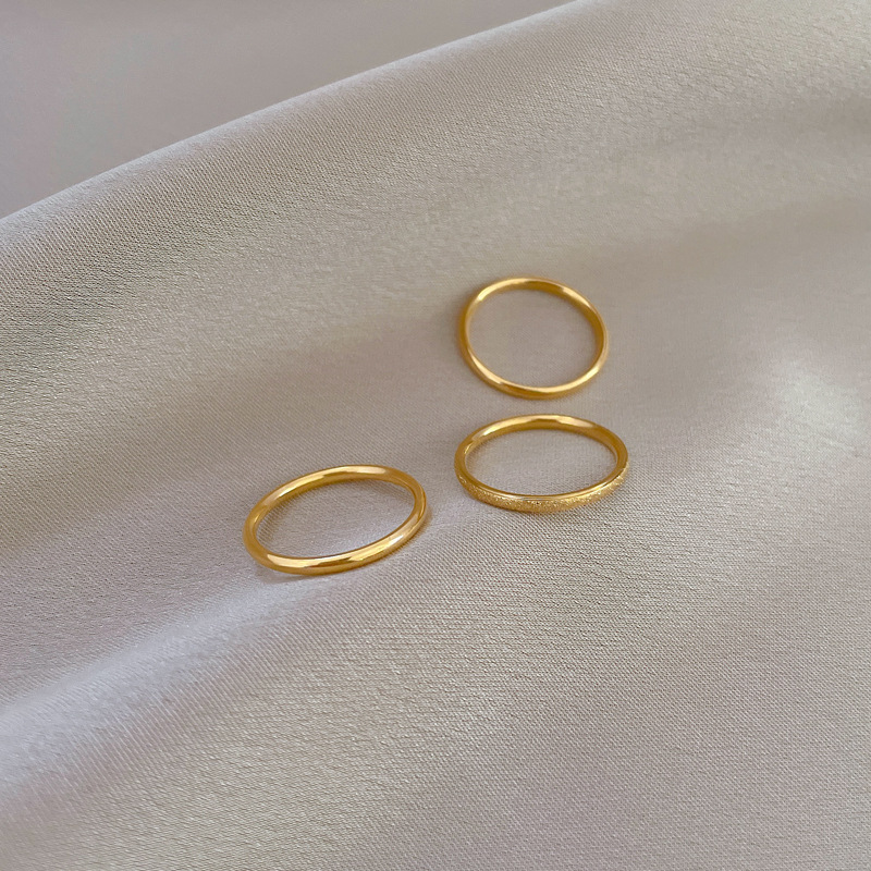 Minimalist Geometric Three-in-one Titanium Steel Ring Unisex_voghion.com