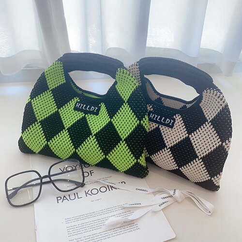 New Korean style internet celebrity knitted bag ins dumpling bag mobile phone bag knitted handbag female personality trendy handbag