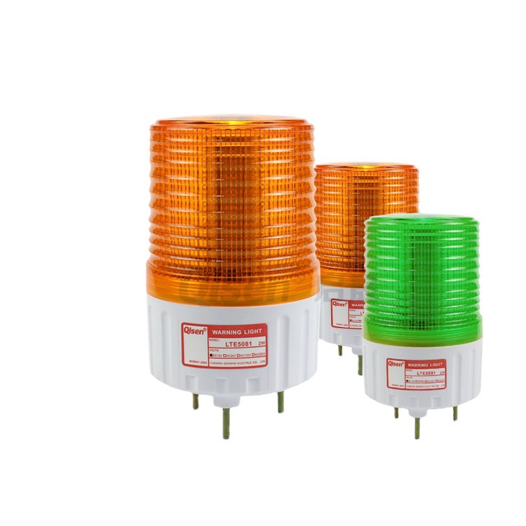(2개) QISHENG LTE5081 소리와 빛 통합 경고 라이트 레드 공학 내진 LED 교통 경고등 80MM