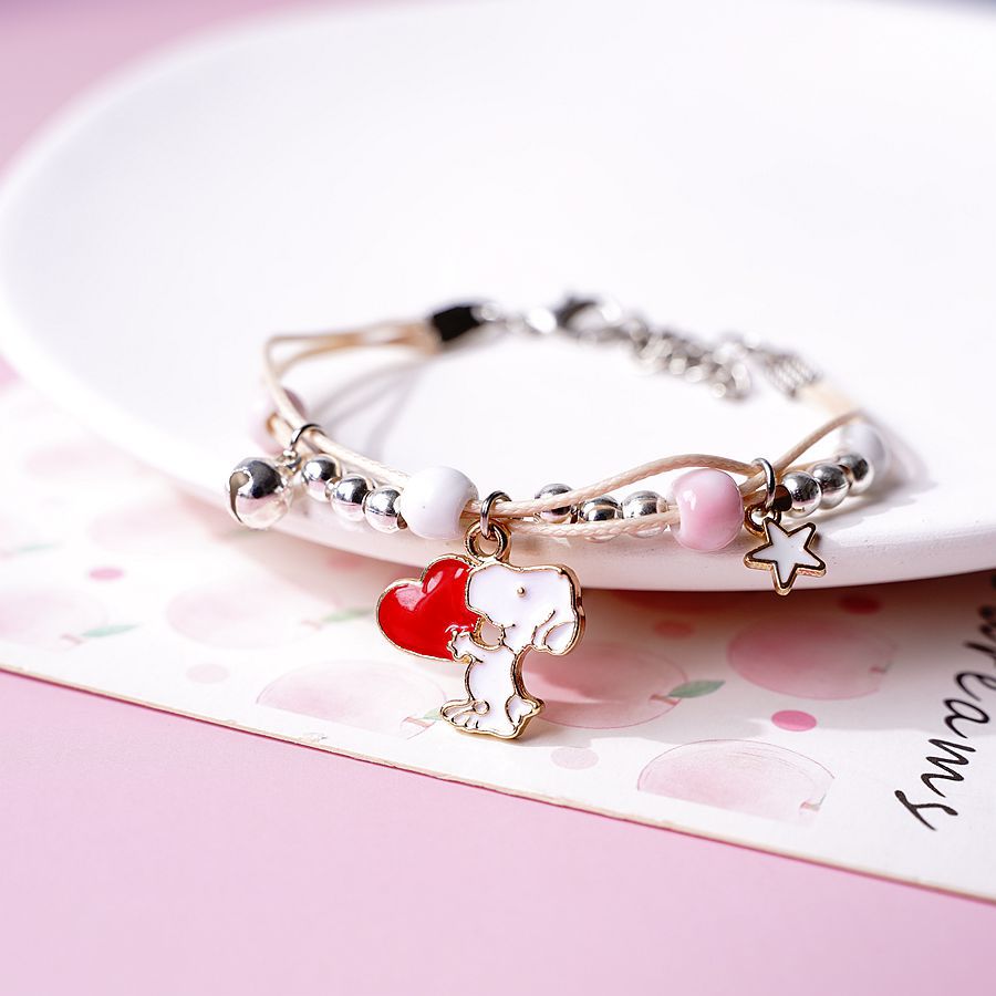 thumbnail image 1 of Nuevo arte y lindo perro canela rosa pulsera de cerámica mujer dibujos animados tejido novias estudiante regalo joyería Snoopy dog ​​one, 1 of 2