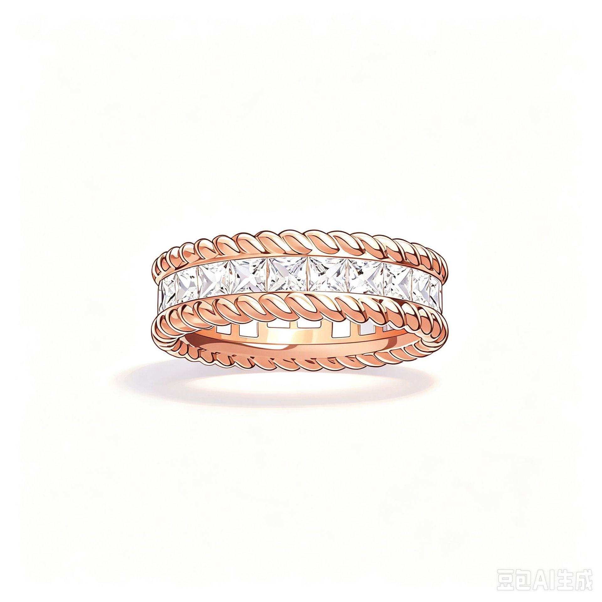 Golden white ring, pink gold