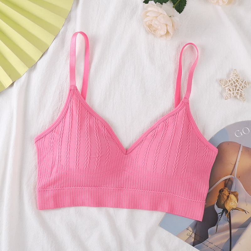 Nuevo estilo transfronterizo, pecho envuelto, hermosa ropa interior de espalda para mujer, sin anillo de acero, copa fija de alta elasticidad, chaleco deportivo, cómodo sujetador de tirantes