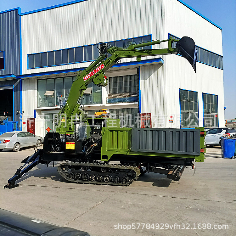 农用装卸运输挖掘一体机 10吨履带式随车挖掘机 爬山虎挖掘自卸车