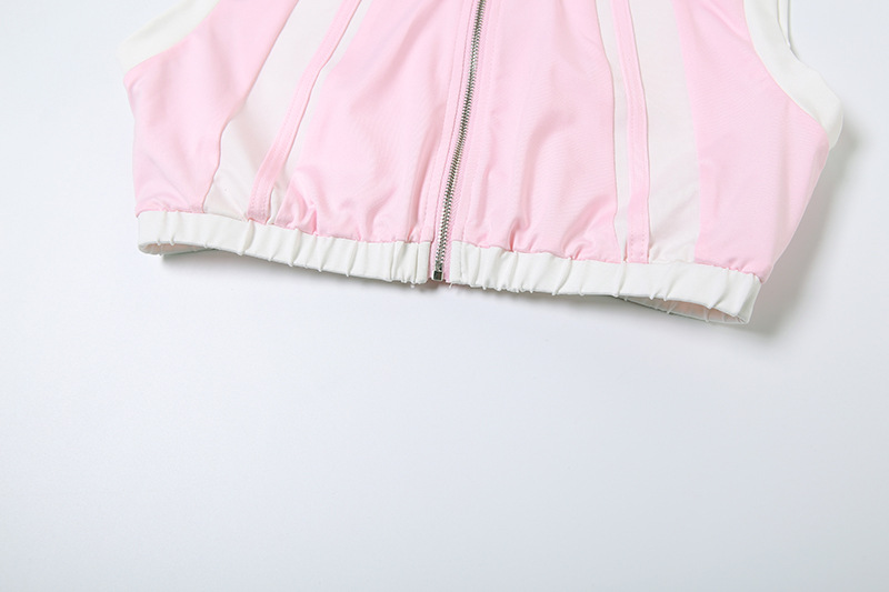 Spring Summer Women Sexy Cropped Zipper Top Slim Fit Hip Wrapped Short Skirt Set Women
