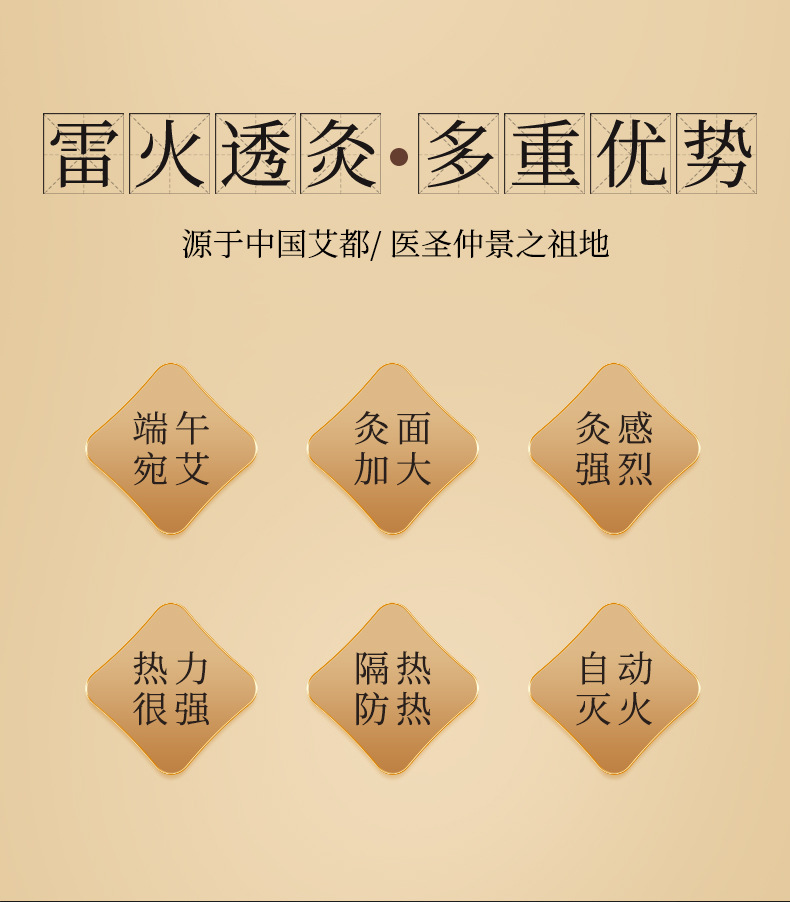 7cm Thunder Fire Moxa Stick Lei Huo Jiu Large Moxibustion Roll for Whole Body Warming Therapy key features