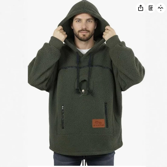 2026 European and American autumn and winter unisex fleece-lined loose casual warm pet-friendly one-piece hooded sweatshirt
