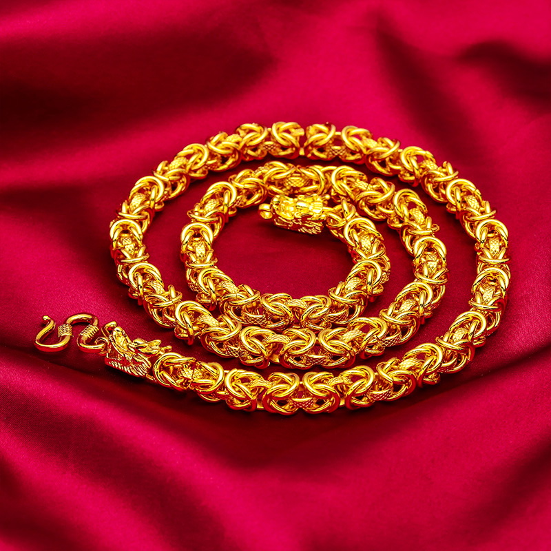 Vietnam Sand Gold Necklace Faucet Cloth Pattern Light Body Handmade Large Necklace Explosions Vietnam Men's Aggressive Gold Plated