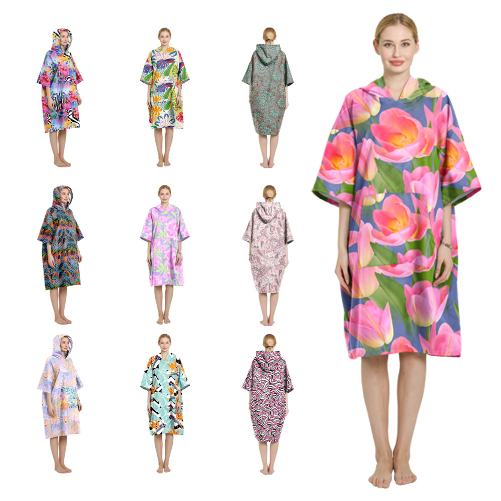 En stock de microfibra de secado rápido manto Terry Cambio de Albornoz Playa surf natación cálido adulto playa manto