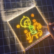 diy摆摊小黑板带发光涂鸦无尘款led儿童画板家用支架式带灯手写板