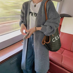 慵懒风中长款针织开衫女秋装2025秋冬新款宽松显瘦纯色毛衣外套潮