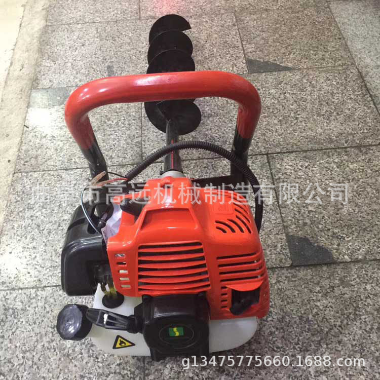 可带推车手提式汽油钻坑机  螺旋大直径钻眼机  双人大功率打孔机