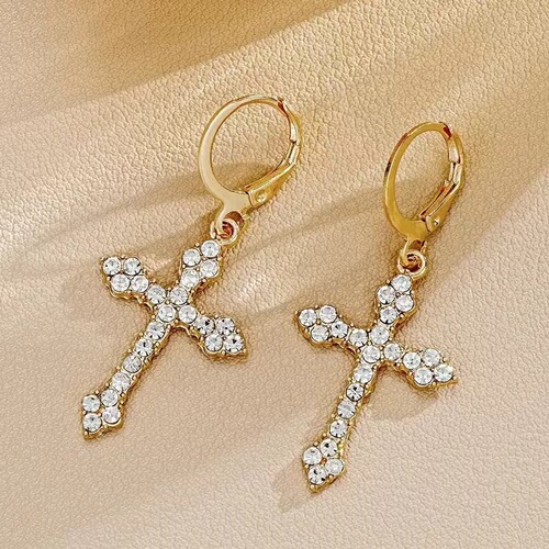 Cross-border special for niche women's earrings, light luxury summer earbud earrings, summer high-end cross earrings