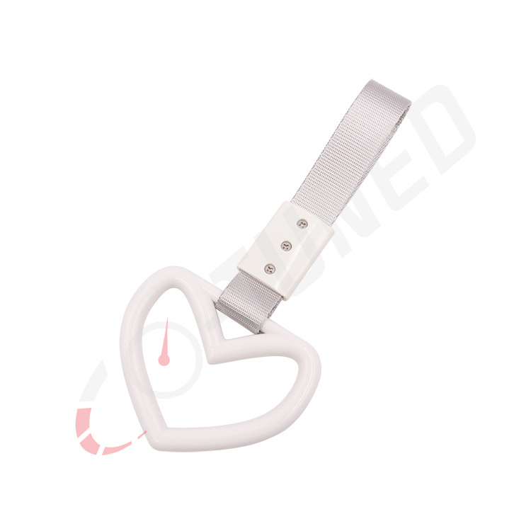 JDM gran decoración de coches en forma de corazón cinturón de plata anillo colgante parachoques trasero anillo de advertencia amor en forma de corazón coche redondo mano tirón