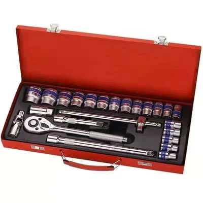 Iron Box 24-Piece Set of Auto Repair Tools, Car Repair Socket Wrench, Ratchet, Car Repair Tool Box, On-Board Combination Set (Mühərrik tənzimləmə alətləri) - 24-piece-slide-rod-suit-set