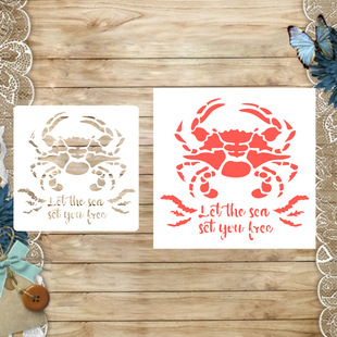 Cross-Border Dropshipping Masking Board Crab Pattern Hollow Carving Plastic Hand-Painted Graffiti Spray Hand Account Decoration Template