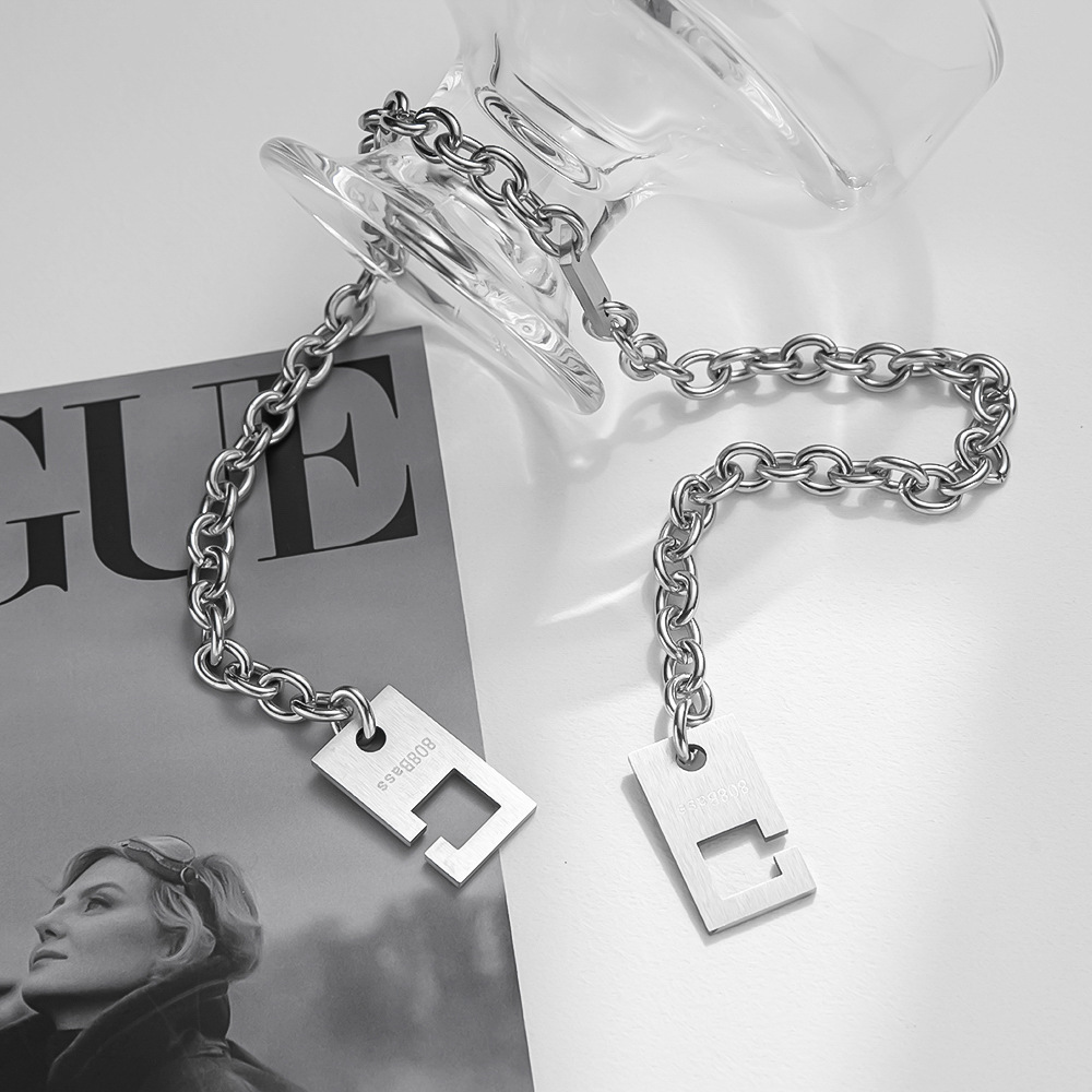 Hip-Hop Geometric Titanium Steel Necklace 1 Piece