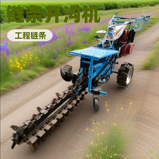 手扶小型打沟起垄机 链条式电启动果园开沟机 自走式履带挖沟机