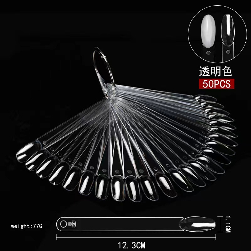 Nail Art Placa de color 50 piezas Tarjeta de color en forma de abanico arte de uñas multi-estilo esmalte de uñas pantalla color placa práctica tarjeta de color en stock