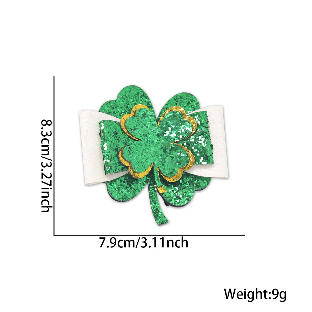 Nuevo cross-border día irlandés broches de trébol día de San Patricio decoración arco verde broches para el cabello
