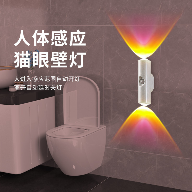 led小夜灯网红爆款氛围壁灯卧室床头高级射筒猫眼磁吸人体感应灯|undefined