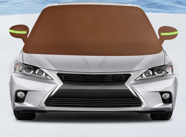 Car Snow Shield Oxford Cloth Pu Leather Snow Cover Front Windshield Anti-Frost Anti-Snow Cover Thickened Sunshade