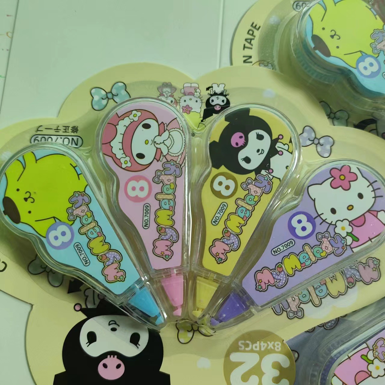 7009 Sanrio cinta de corrección de dibujos animados lindo mini estudiante creativo 4 Pack palabras equivocadas corrección conveniente y rápido