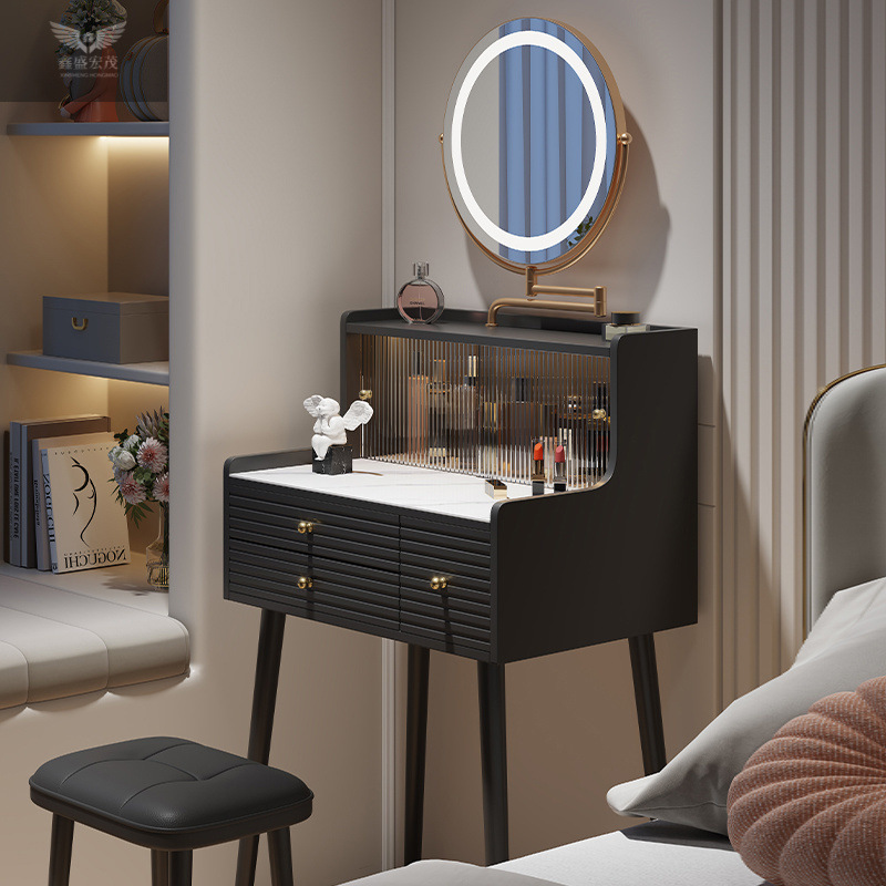 Luz y lujo minimalista estilo francés crema mini camerino de 60cm dormitorio pequeño tabla de maquillaje mini