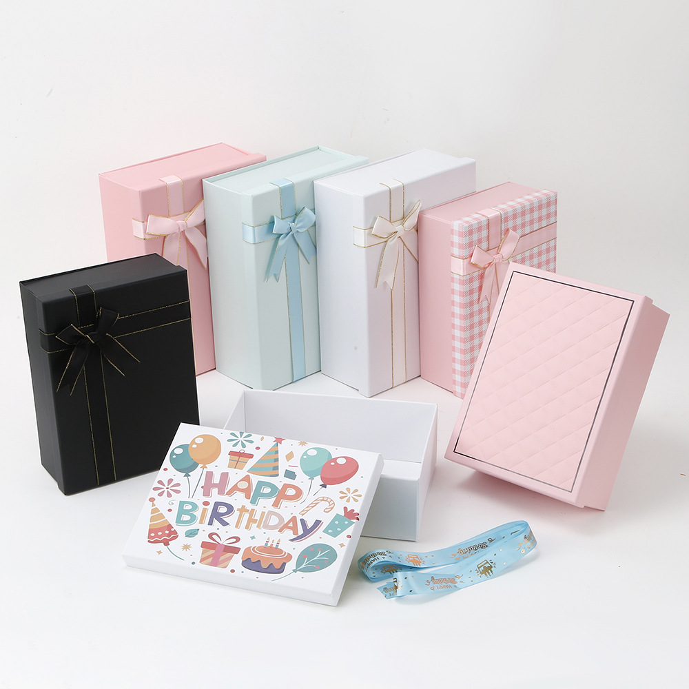 Caja de regalo plegable de una pieza, caja de regalo de vacaciones, caja de regalo de tapa, caja de regalo de arco de tapa, caja de regalo de vacaciones en stock