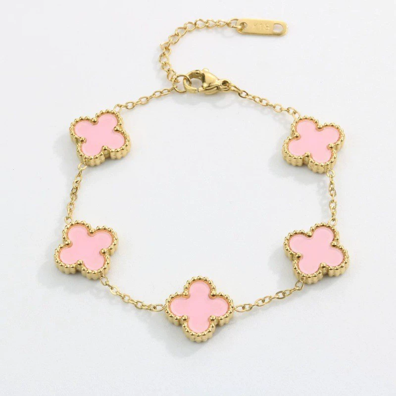 Универсальная удачливая клеверная подвеска браслет из нержавеющей стали с двух сторон, европейский стиль, новая коллекция, стиль высокого качества, 18 карат