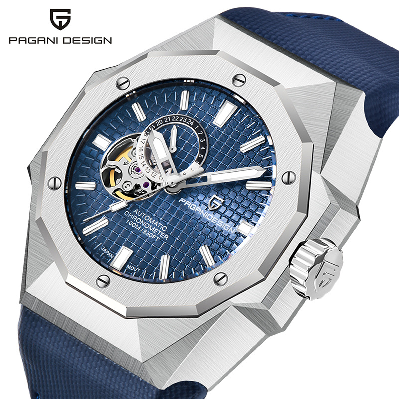 PAGANI bojiani hombres reloj acero Shell reloj mecánico automático luminoso impermeable reloj grande dial YS010