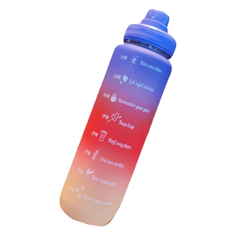 Nuevo de tres colores colorido gradiente esmerilado taza de agua de plástico bebida directa portátil hervidor 1000ml
