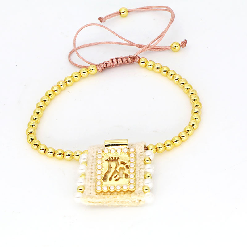 All Seasons Season Vintage Style Classic Style Virgin Mary Imitation Pearl Cloth Rope Ball Chain Stretch Adjustable String Bracelets Wholesale