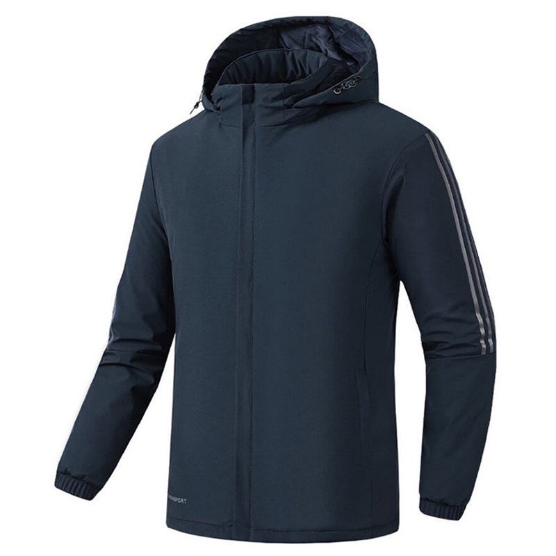Abrigo de algodón con forro polar de tres barras para hombre talla grande impermeable abrigo de algodón cálido fábrica al por mayor LOGOTIPO imprimible