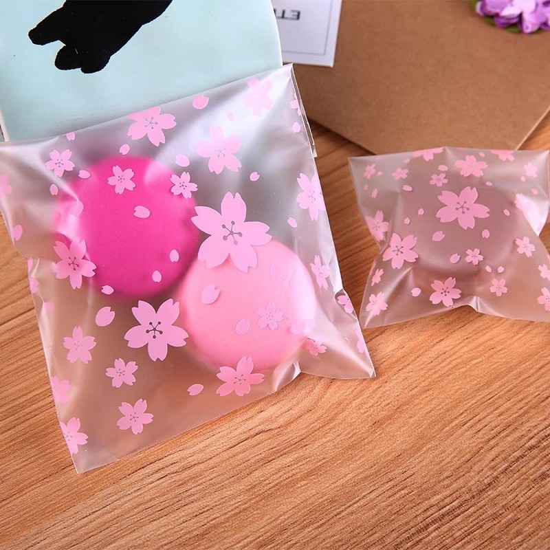 加厚樱花磨砂饼干袋月饼袋点心糖果包装袋diy礼品包装袋子100个入