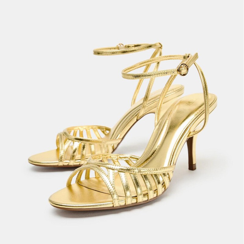 Za2026 Spring and Summer New Sexy European and American Style Gold Versatile High-End Open-Toe Sexy One-Strap High-Heeled Sandals Za2026 Spring and Summer New Sexy European and American Style Gold Versatile High-End Open-Toe Sexy One-Strap High-Heeled Sandals