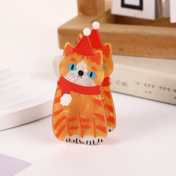 Christmas hat little yellow cat