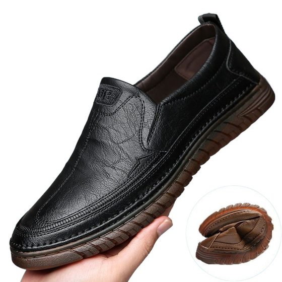 Oulun Woodpecker Men's Shoes Genuine Leather Cowhide Soft-soled Leather Shoes Men's Beef Sole All-match Casual Shoes Men's Driving Shoes
