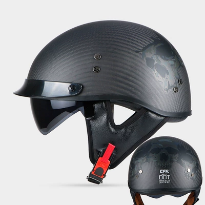 half helmet 888 retro | Motosiklet kaskı (dəbilqə) - 3k-gray-skull-m