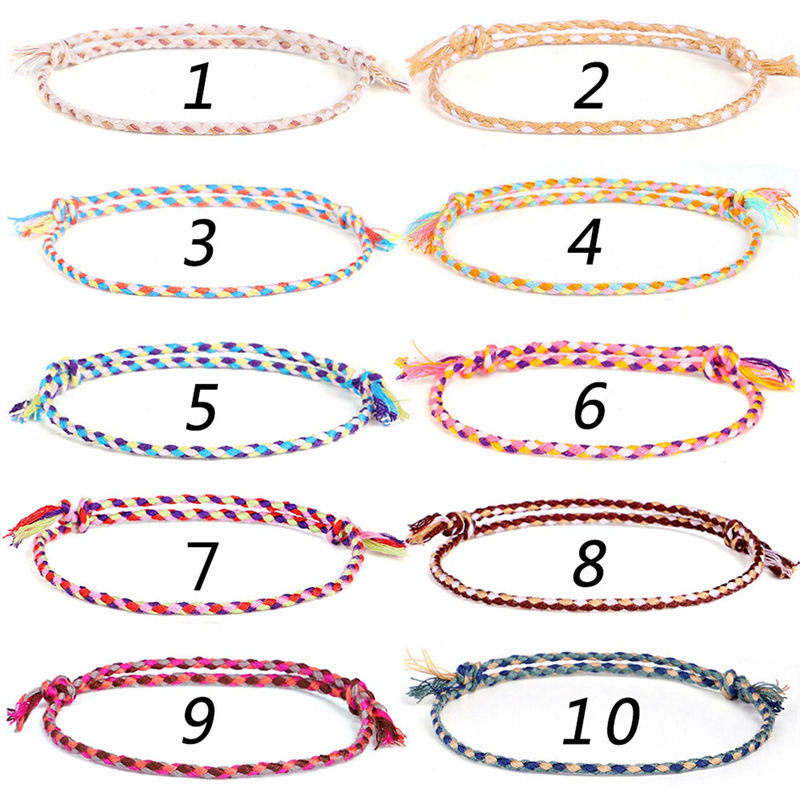 New Cross-Border Colorful Cotton Rope Friendship Bracelet Hand-Woven Xizang Hand-Rolled Colorful Cotton Rope Party Supplies New Cross-Border Colorful Cotton Rope Friendship Bracelet Hand-Woven Xizang Hand-Rolled Colorful Cotton Rope Party Supplies