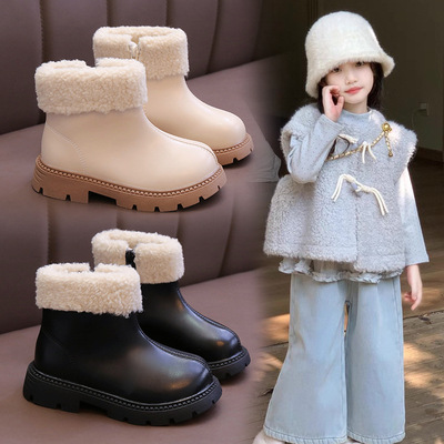 Martens, детские короткие сапоги, утепленные нескользящие лыжные зимние ботинки, средней длины, коллекция 2025 года