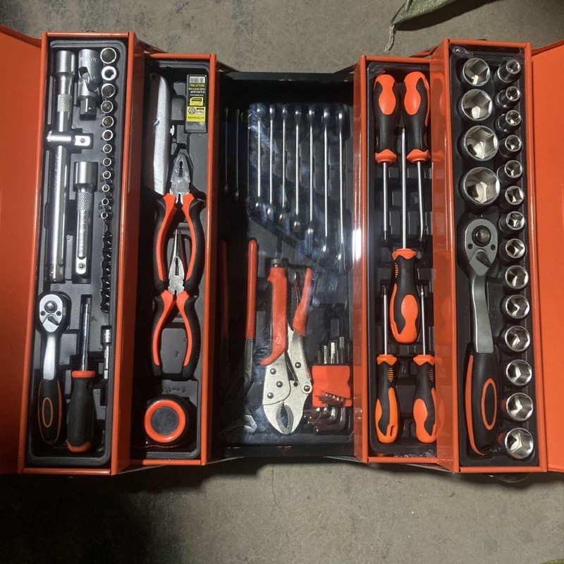 工場85件蒸気機械修理セット鉄箱家庭用工具箱折り畳み三層金物ペンチスリーブ|undefined