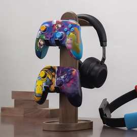 实木电脑置物架木制游戏手柄支架耳机收纳架木质电脑外设整理架